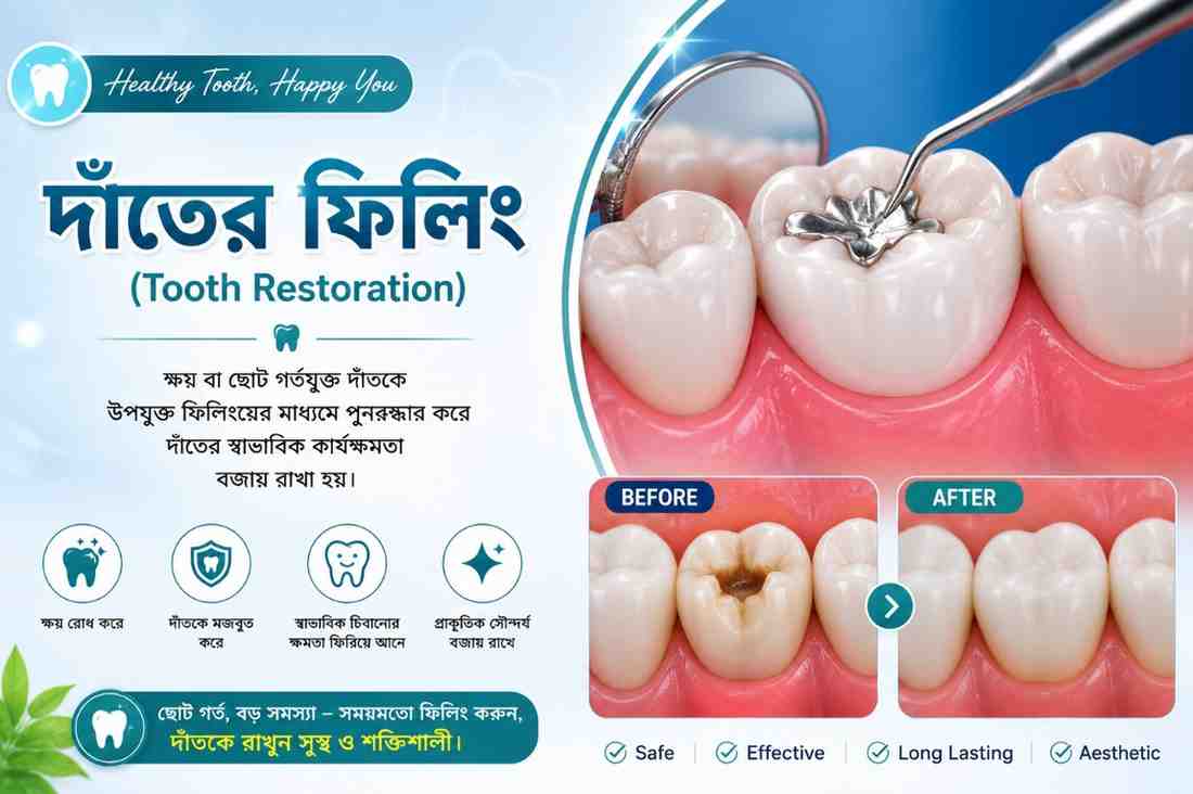 Tooth Restoration with LIGHT CURED COMPOSITE RESIN, GIC, ZOE  service at Orchid Dental Clinic Barasat